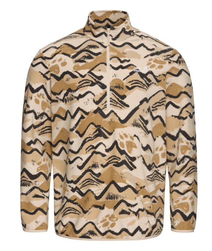 Fleecepullover mit abstraktem Muster und Troyer-Kragen