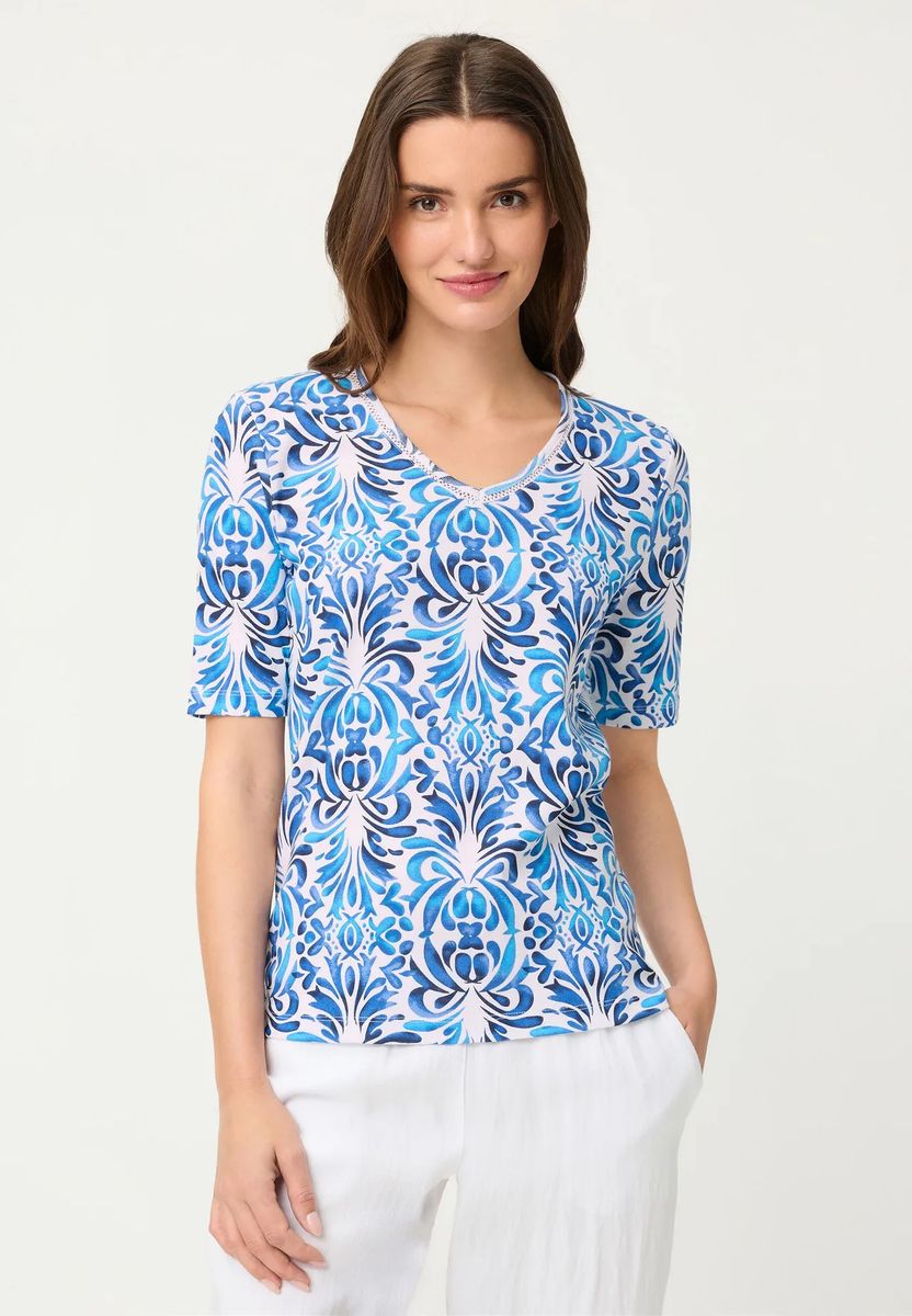 Farbenfrohes T-Shirt mit Ornament-Print