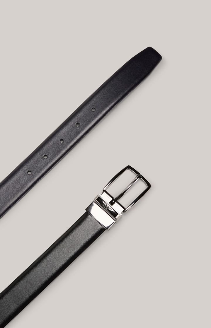 Joop! Wendegürtel aus Leder Schwarz/Dunkelblau mit Metallschnalle