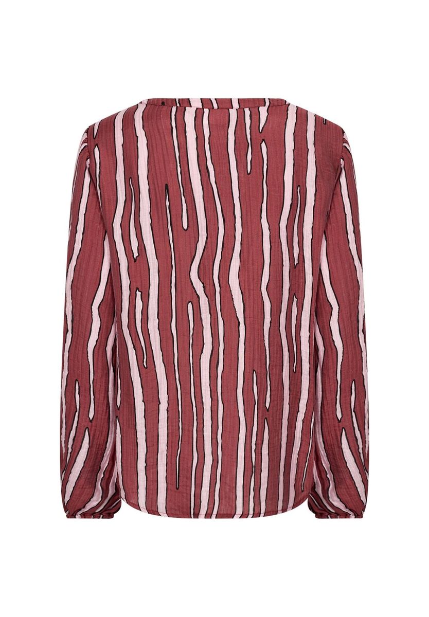 Gestreifte Langarmbluse mit Schlitzkragen