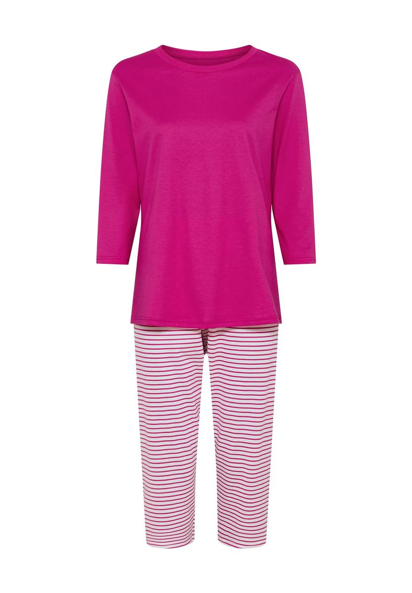 Gestreiftes Baumwoll-Capri-Pyjama-Set