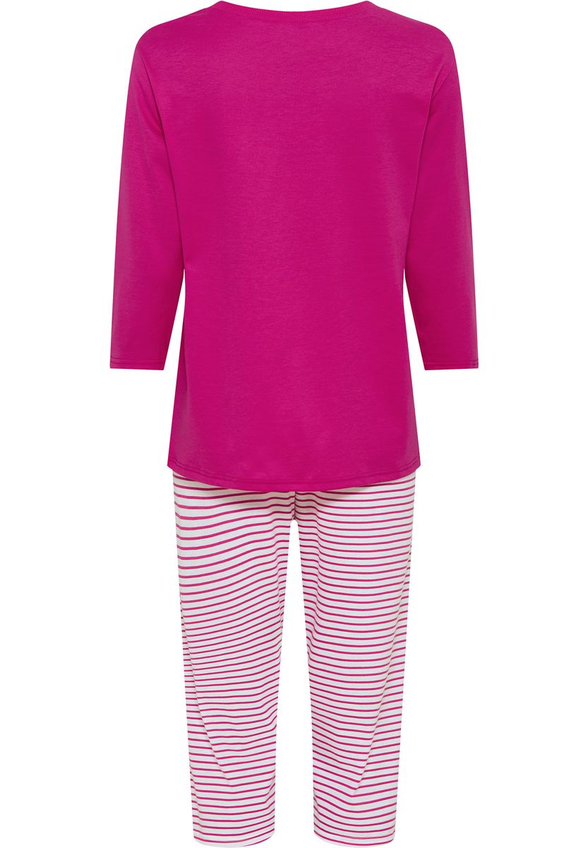 Gestreiftes Baumwoll-Capri-Pyjama-Set