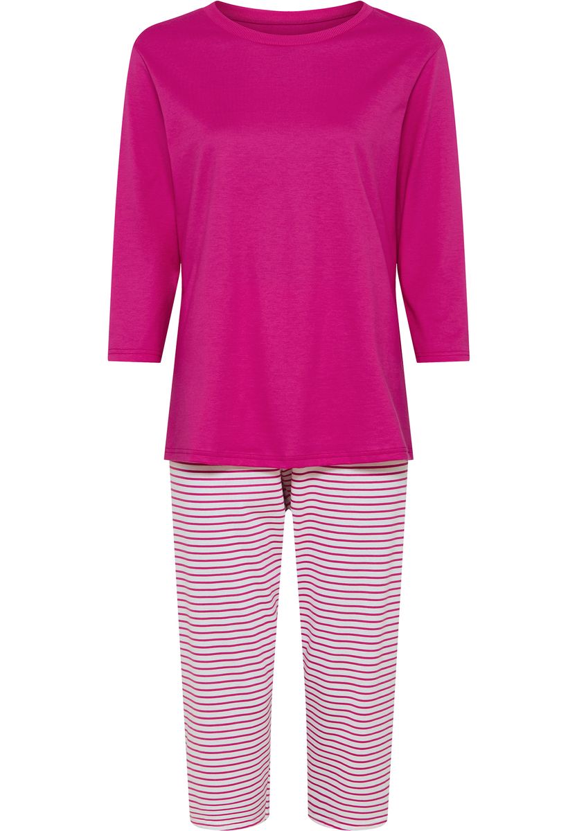 Gestreiftes Baumwoll-Capri-Pyjama-Set