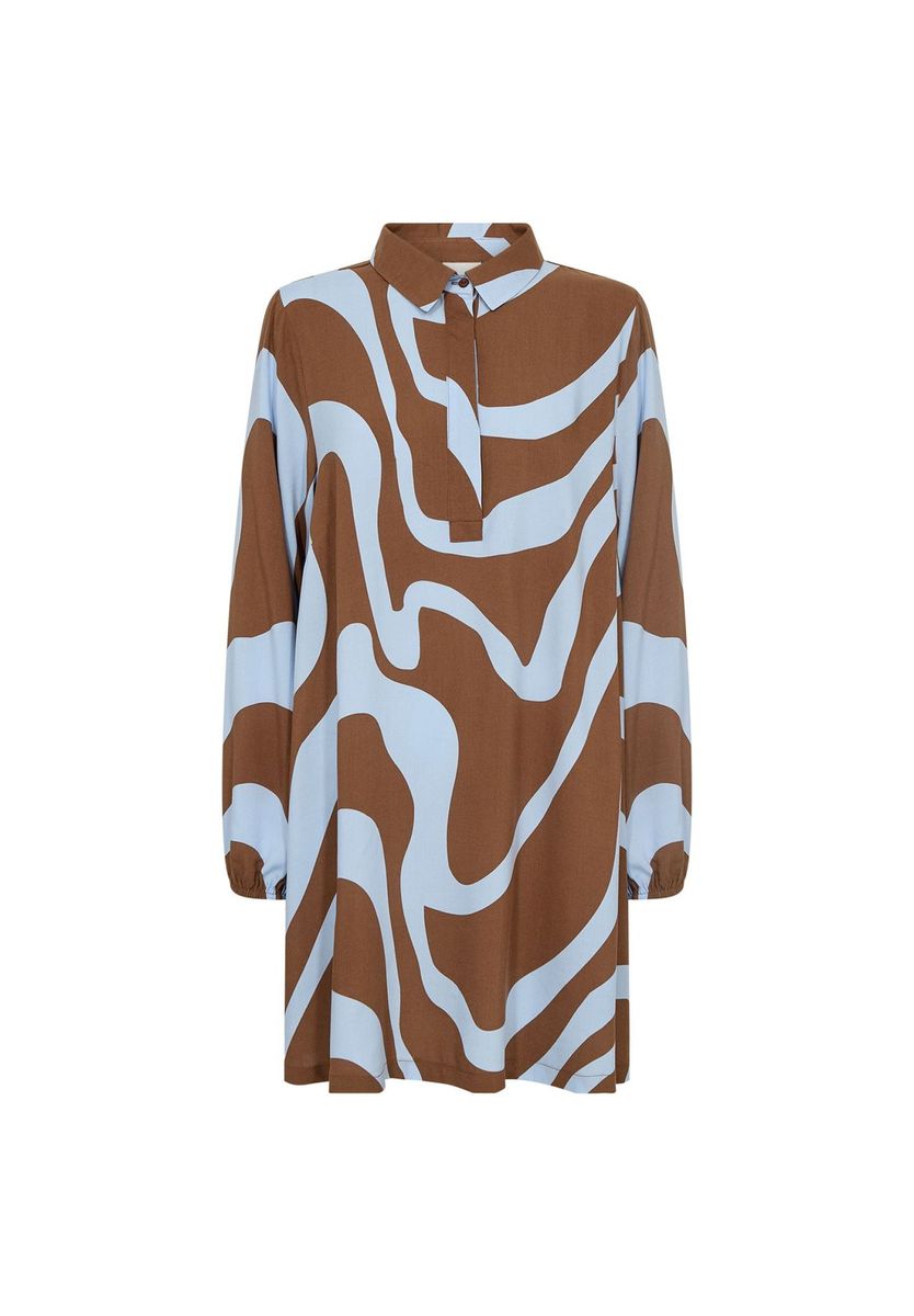 Langärmliges Hemdkleid mit abstraktem Muster