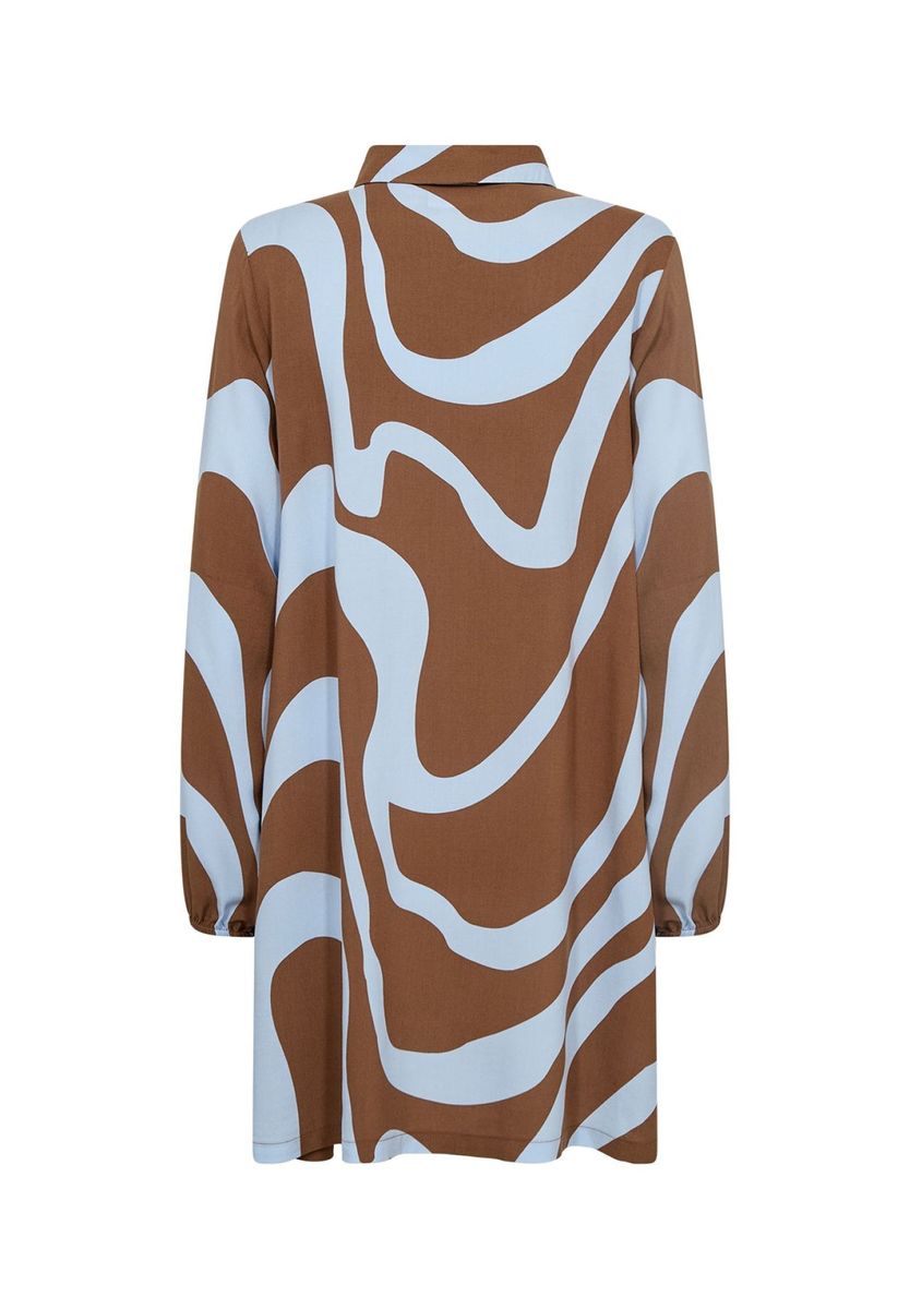Langärmliges Hemdkleid mit abstraktem Muster