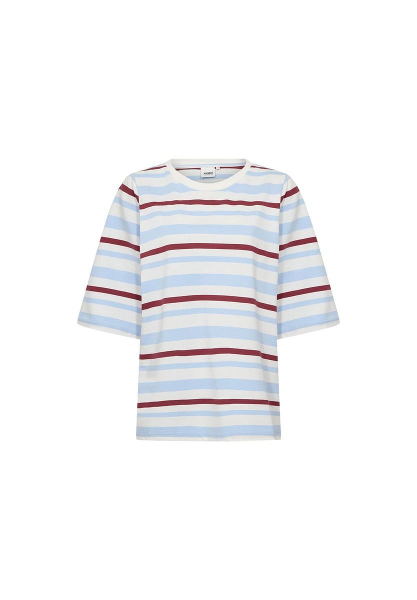 Gestreiftes Baumwollmischgewebe Shirt mit lockerer Passform