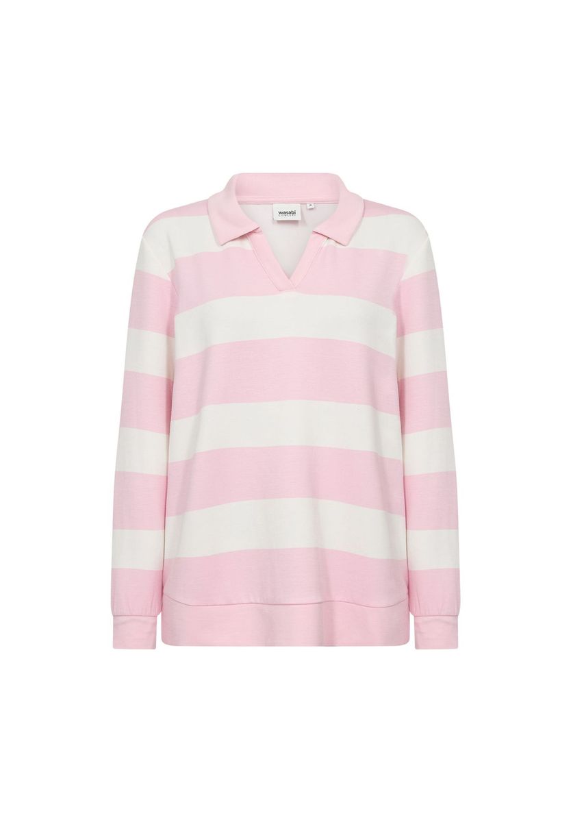 Gestreiftes Polo-Sweatshirt in Rosa und Weiß