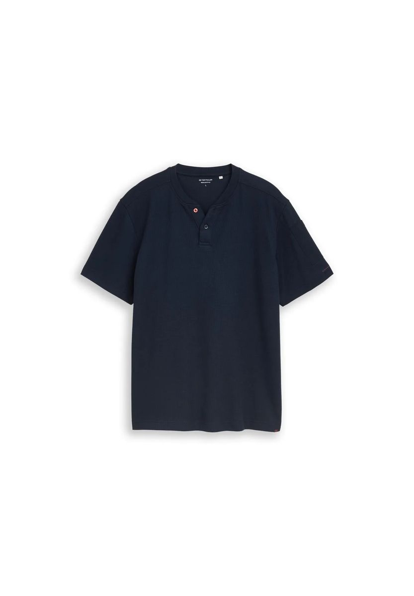 Waffelstrick Henley mit Ärmeltasche