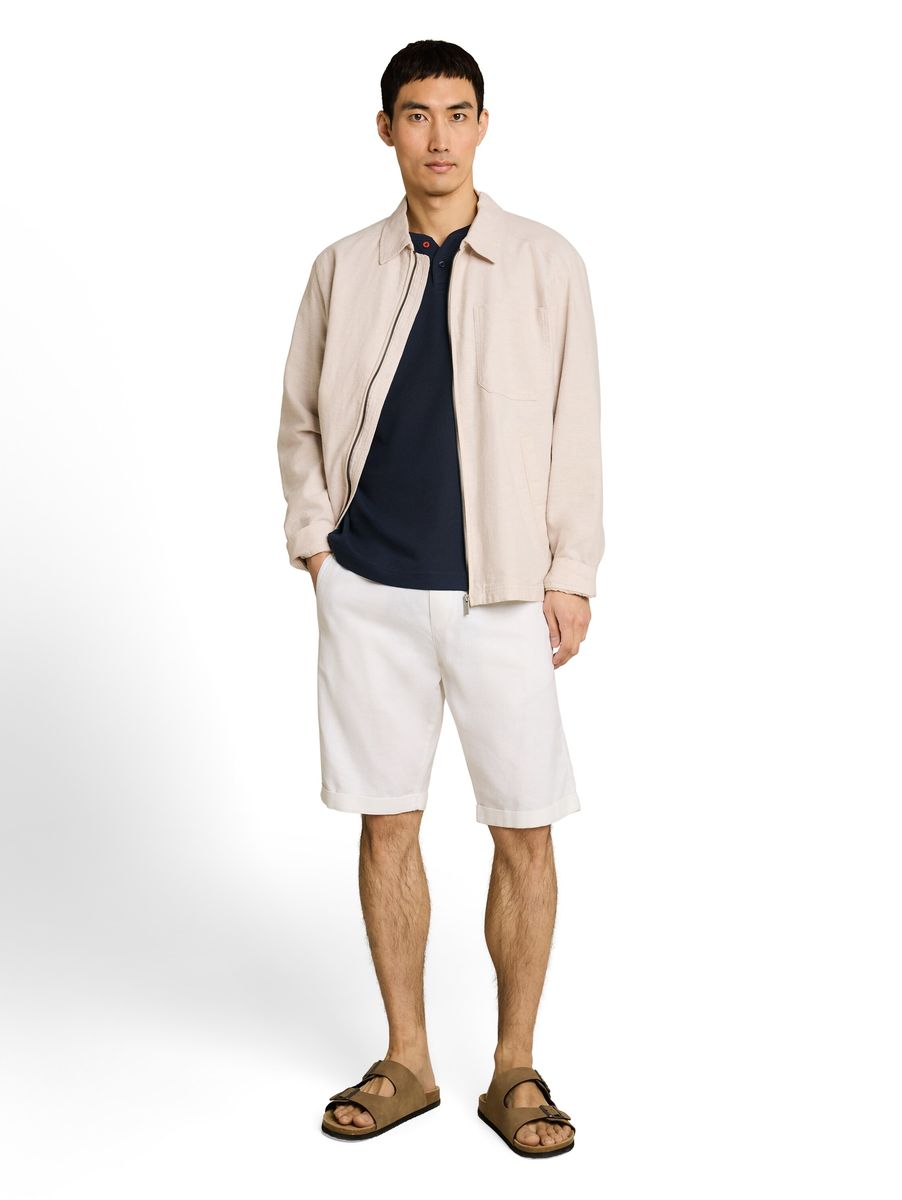Waffelstrick Henley mit Ärmeltasche