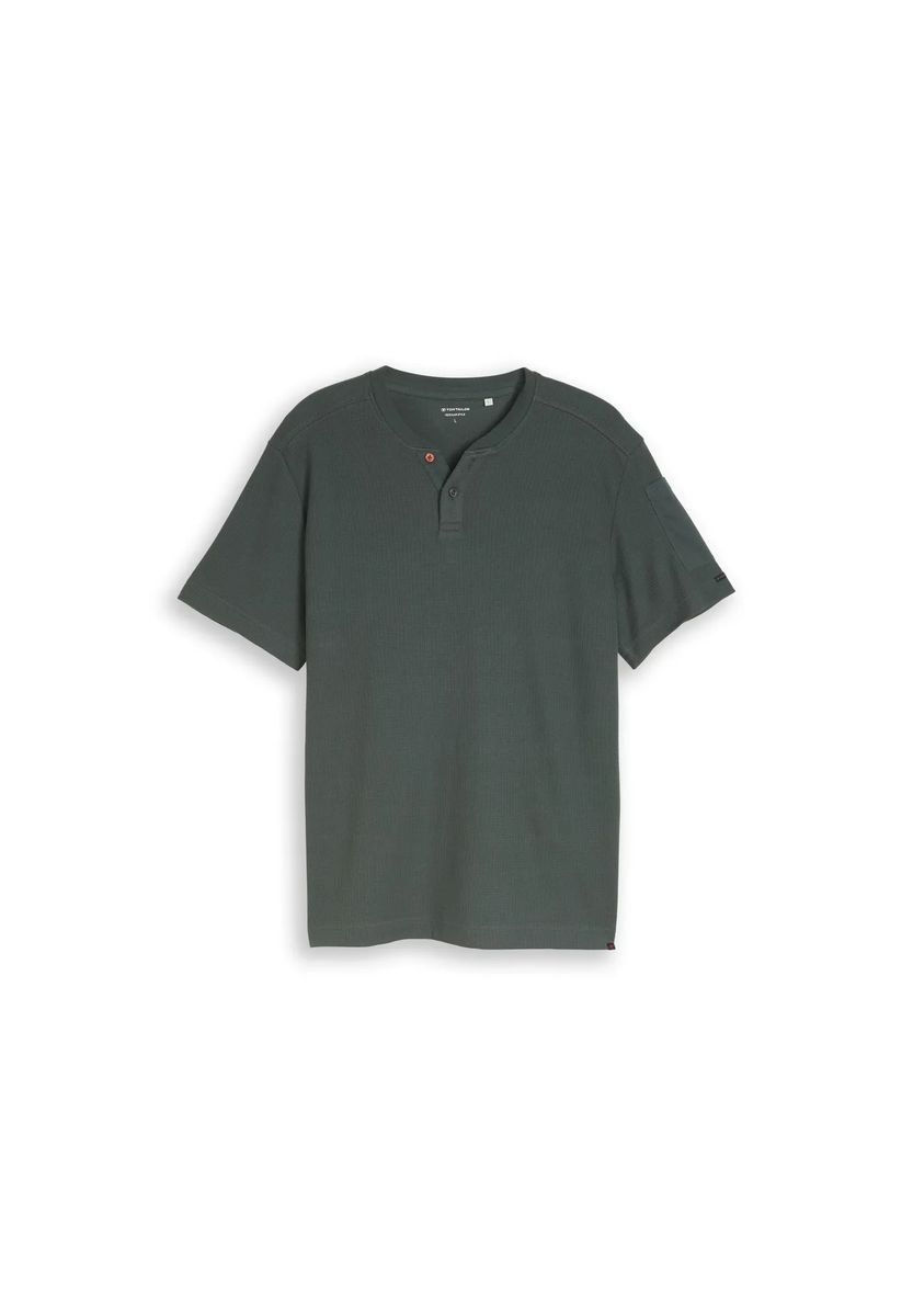 Strukturiertes Waffelstrick Henley-Shirt