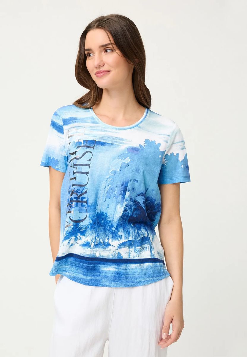 T-Shirt mit tropischem Panneau-Print