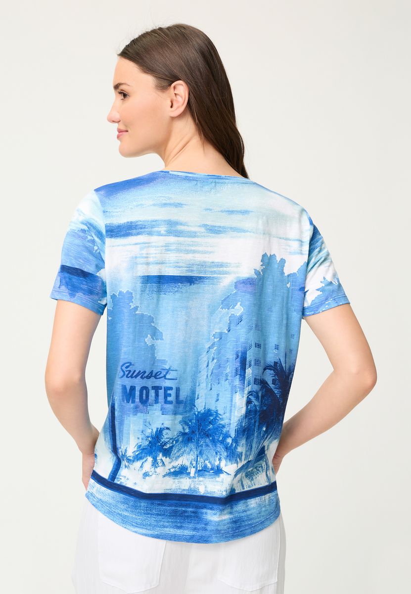 T-Shirt mit tropischem Panneau-Print
