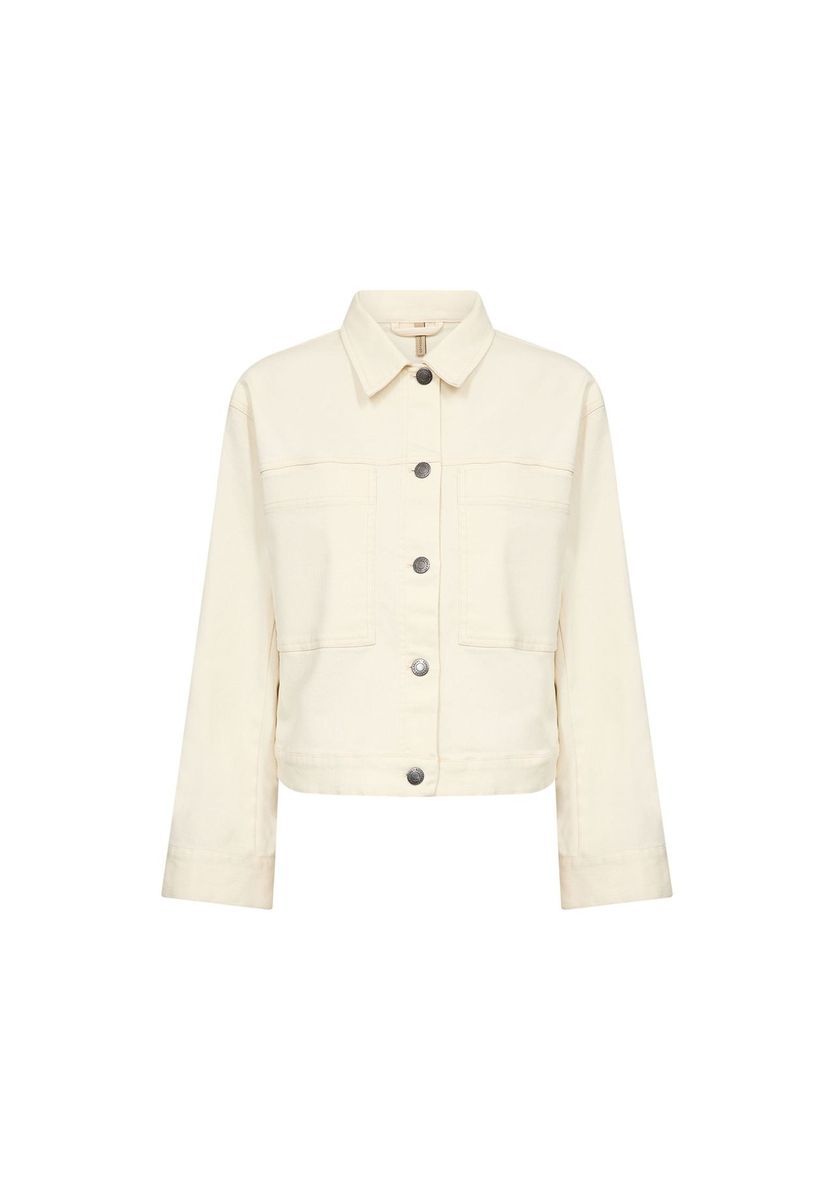 Klassische Cropped Beige Jeansjacke