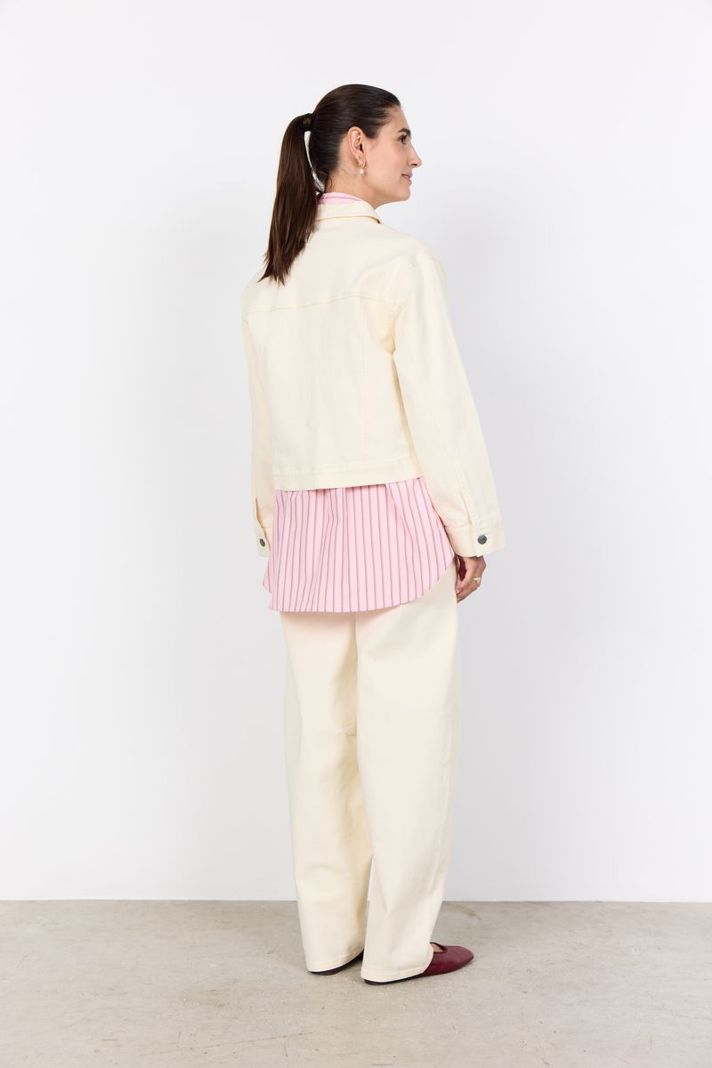 Klassische Cropped Beige Jeansjacke