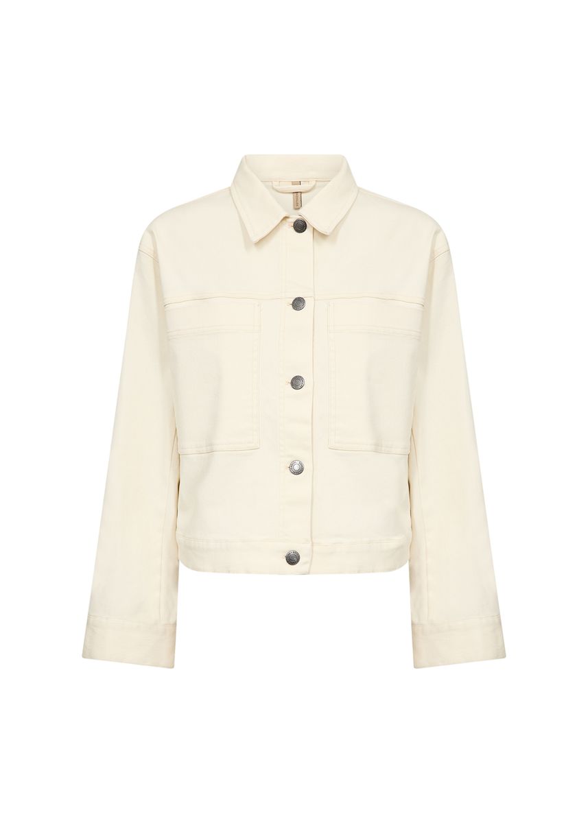 Klassische Cropped Beige Jeansjacke