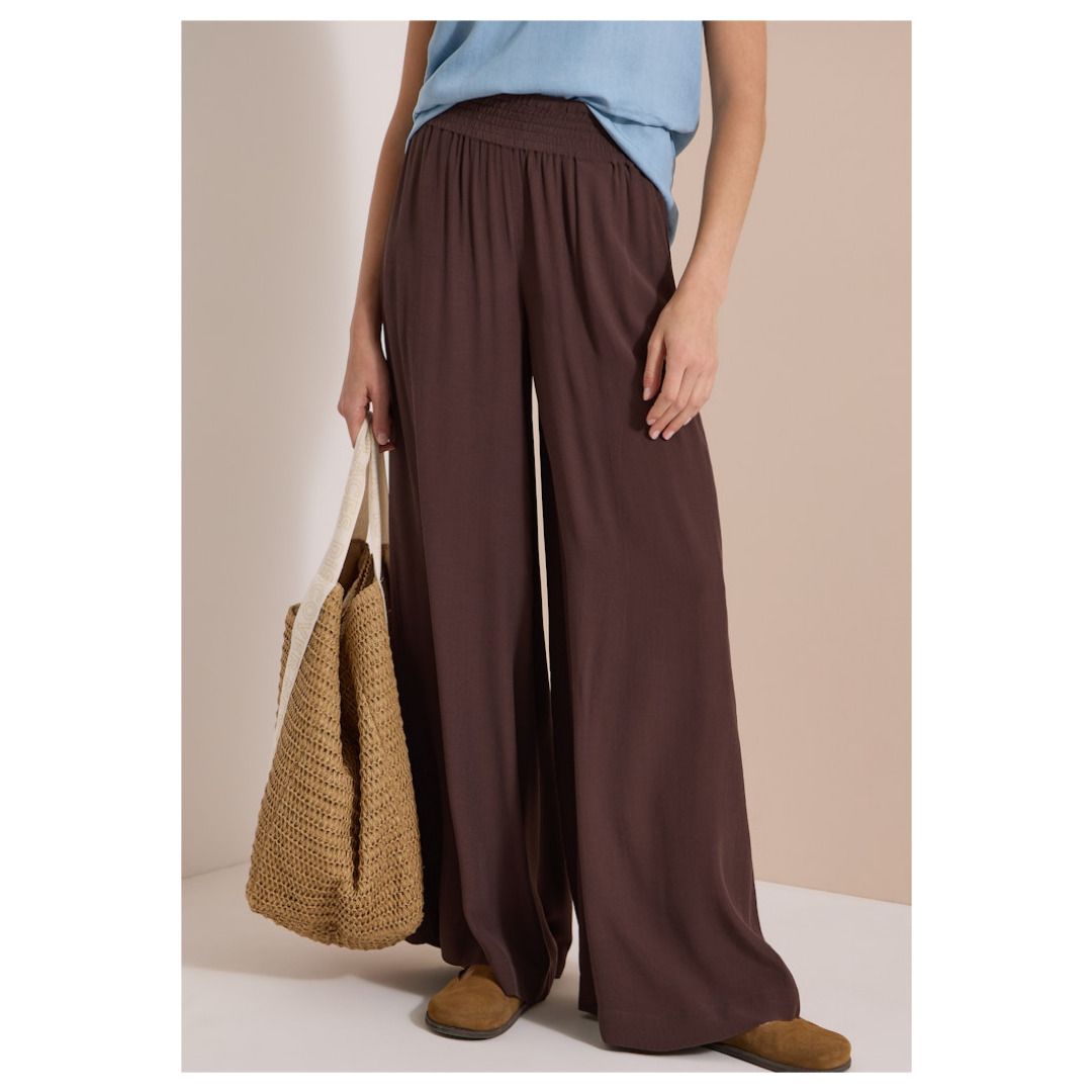 Fließende Wide-Leg-Hose mit High-Waist