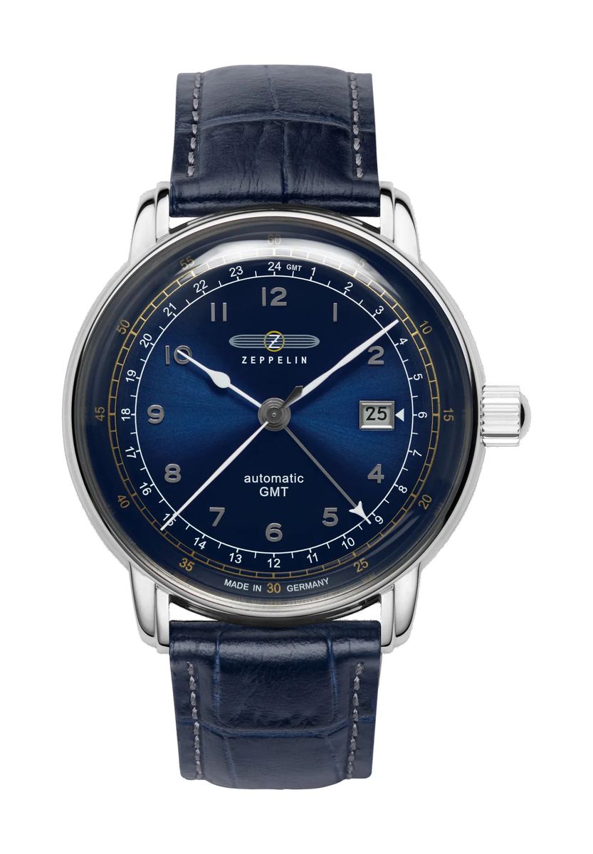 Automatik-GMT-Uhr mit Lederarmband