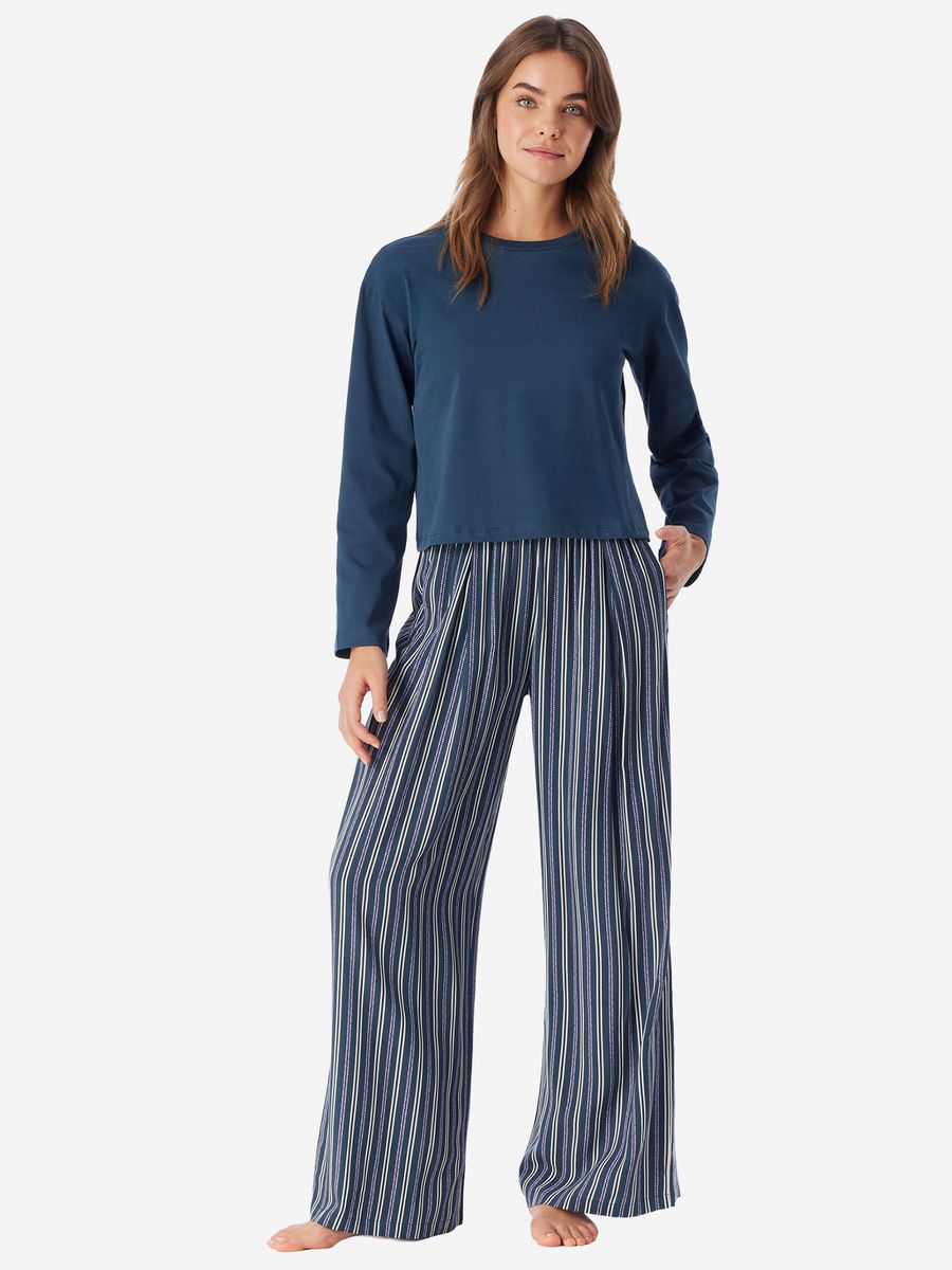 Gestreifte Loungehose mit weitem Bein