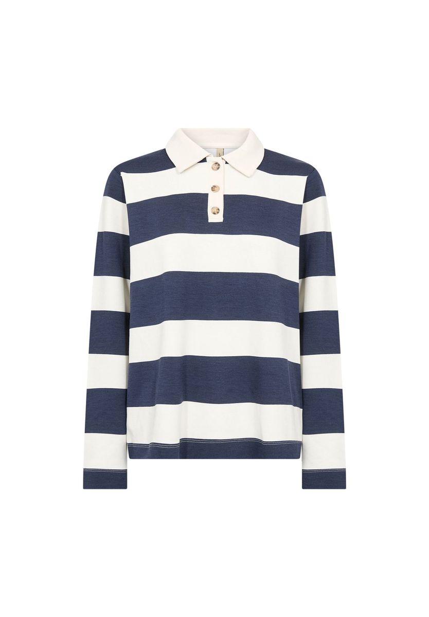 Gestreiftes Langarm Poloshirt