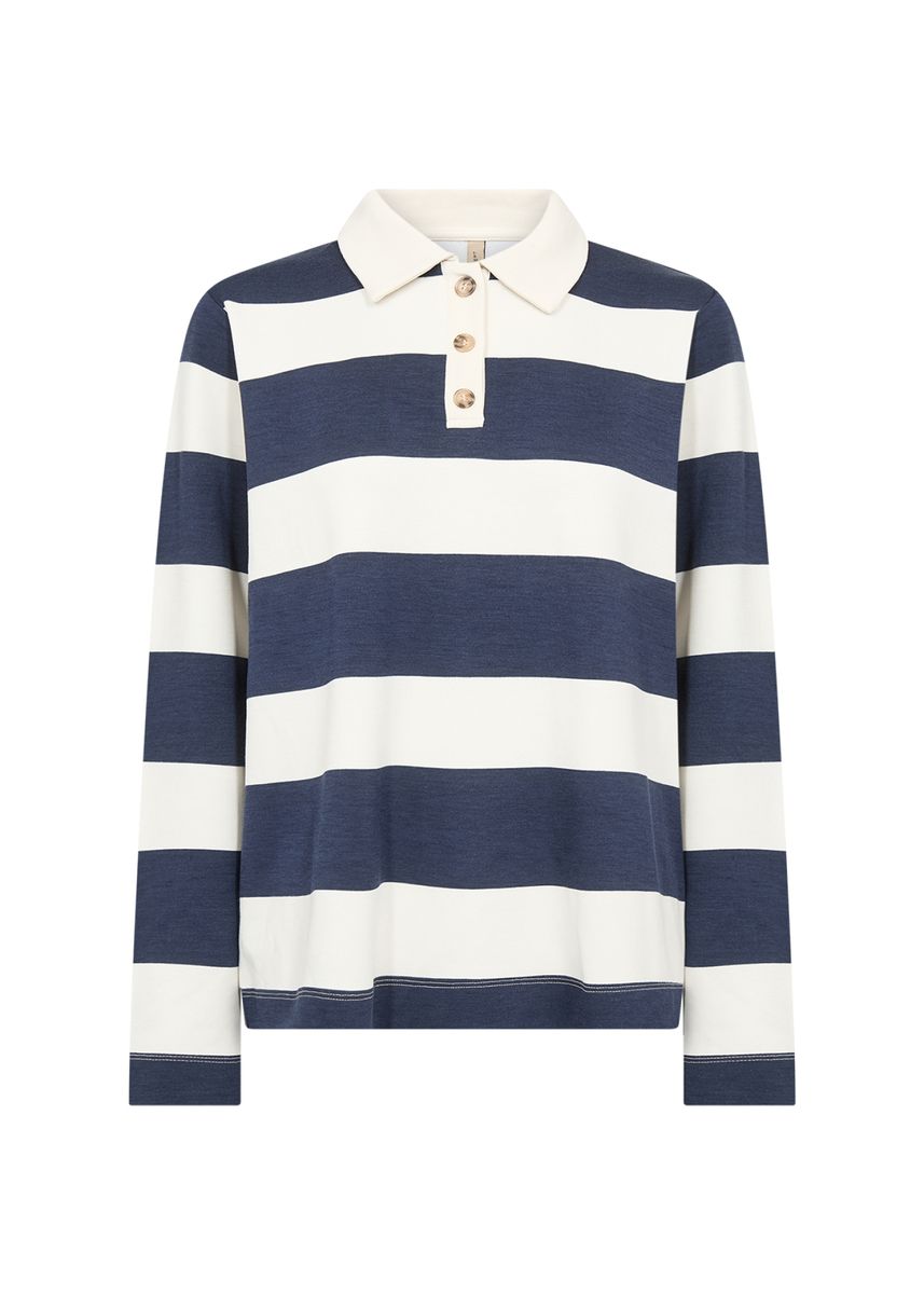Gestreiftes Langarm Poloshirt