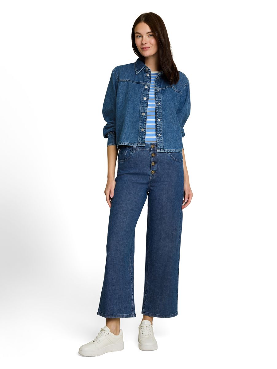 High-Waist Wide-Leg Jeans mit Knopfleiste