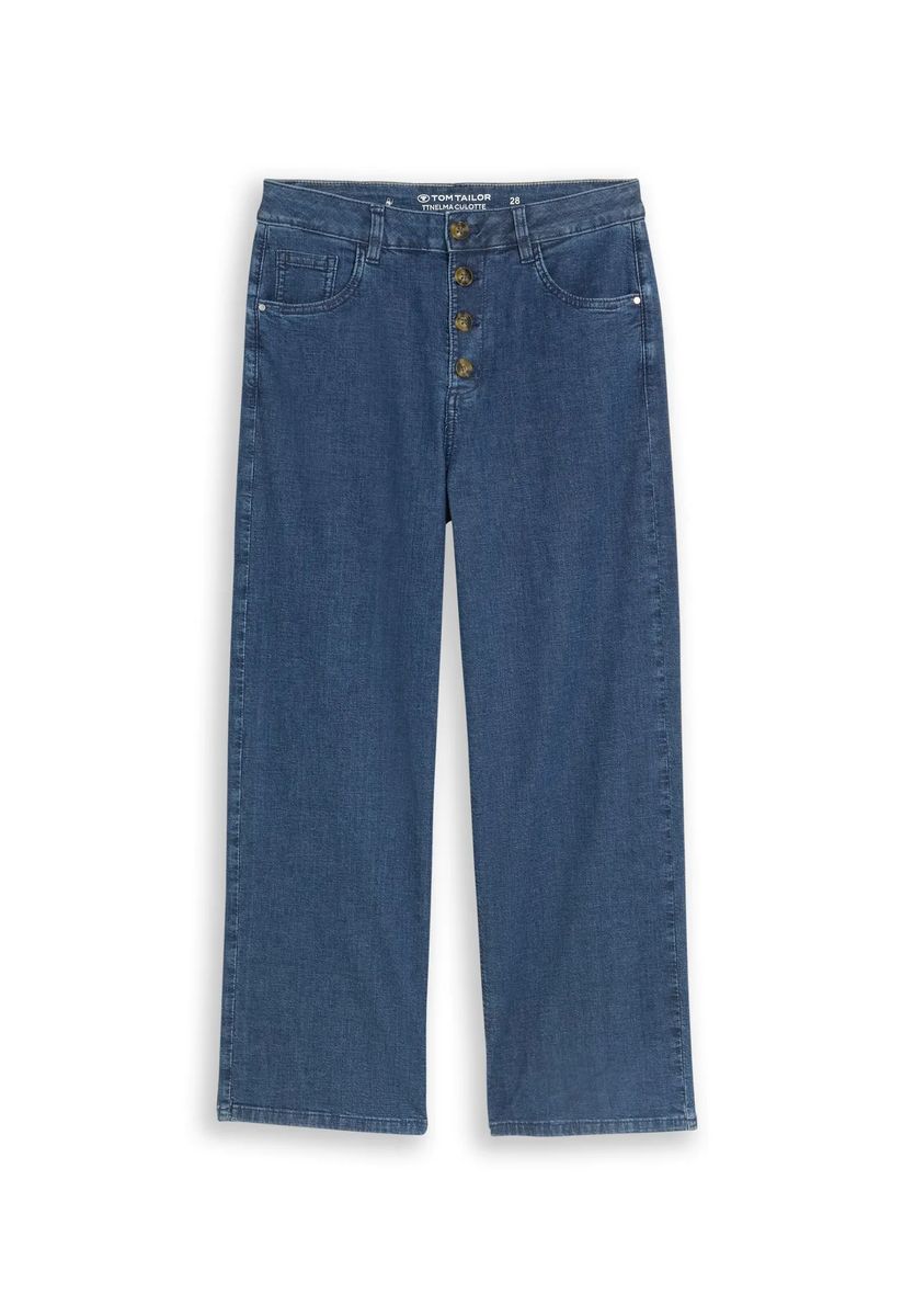 High-Waist Wide-Leg Jeans mit Knopfleiste
