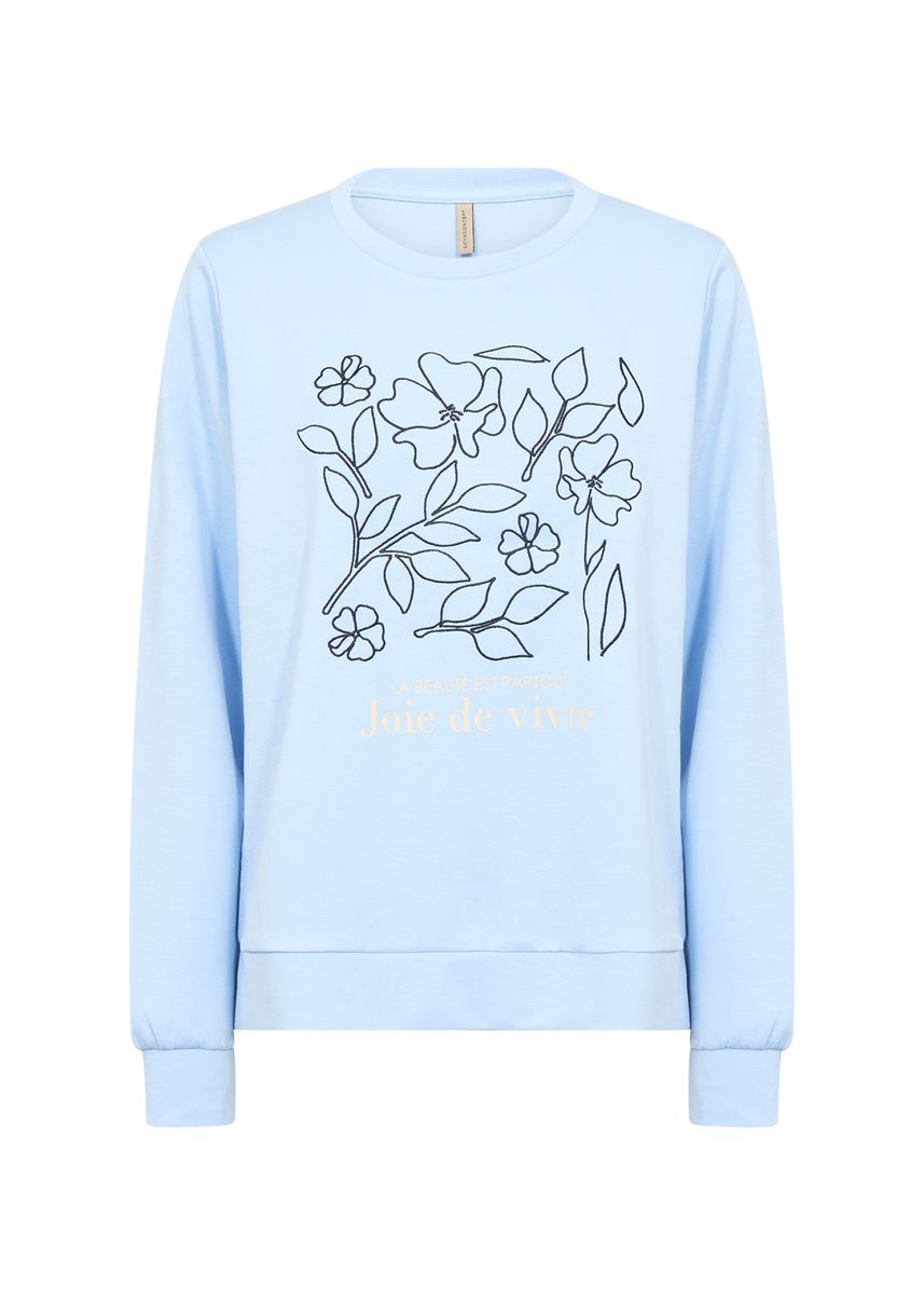 Damen Hellblaues Sweatshirt mit Blumenmuster
