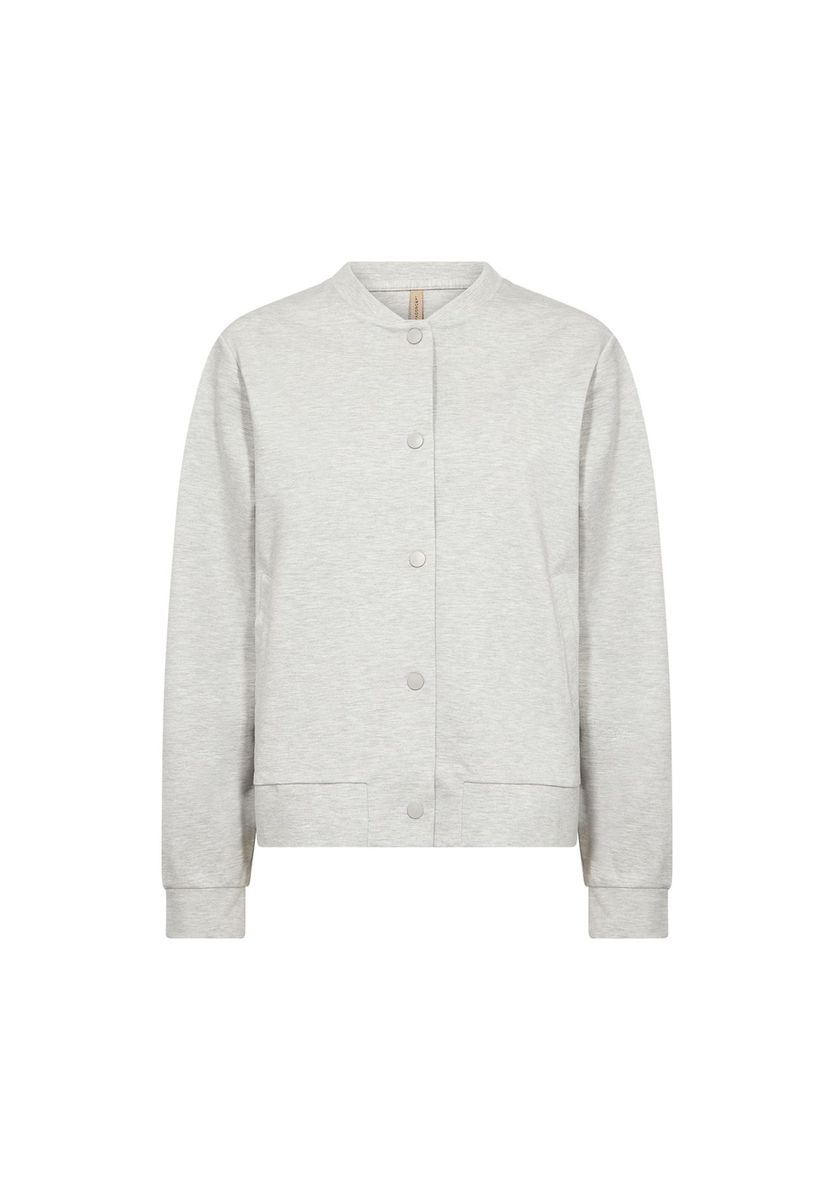 Lässige Grau-Melierte Jacke mit Knopfleiste