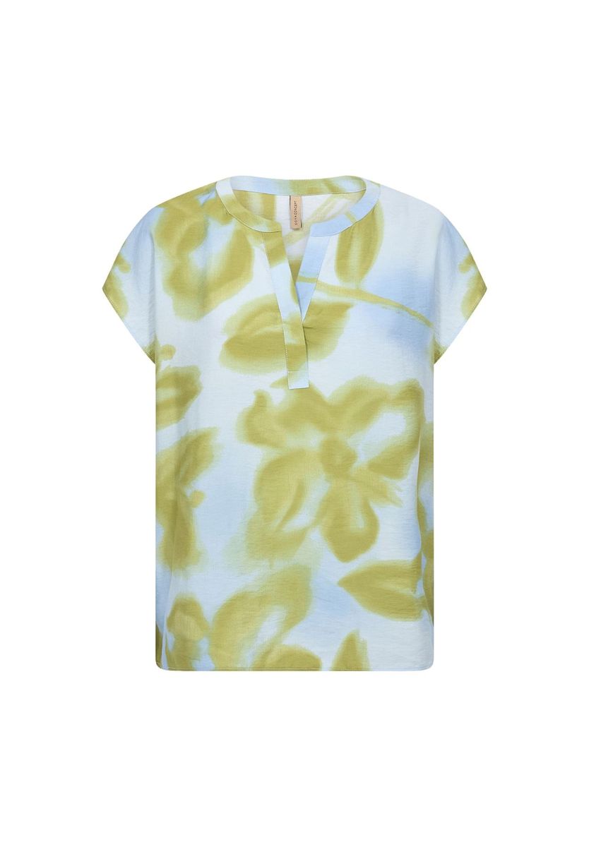 Geblümte Bluse mit Schlitzkragen