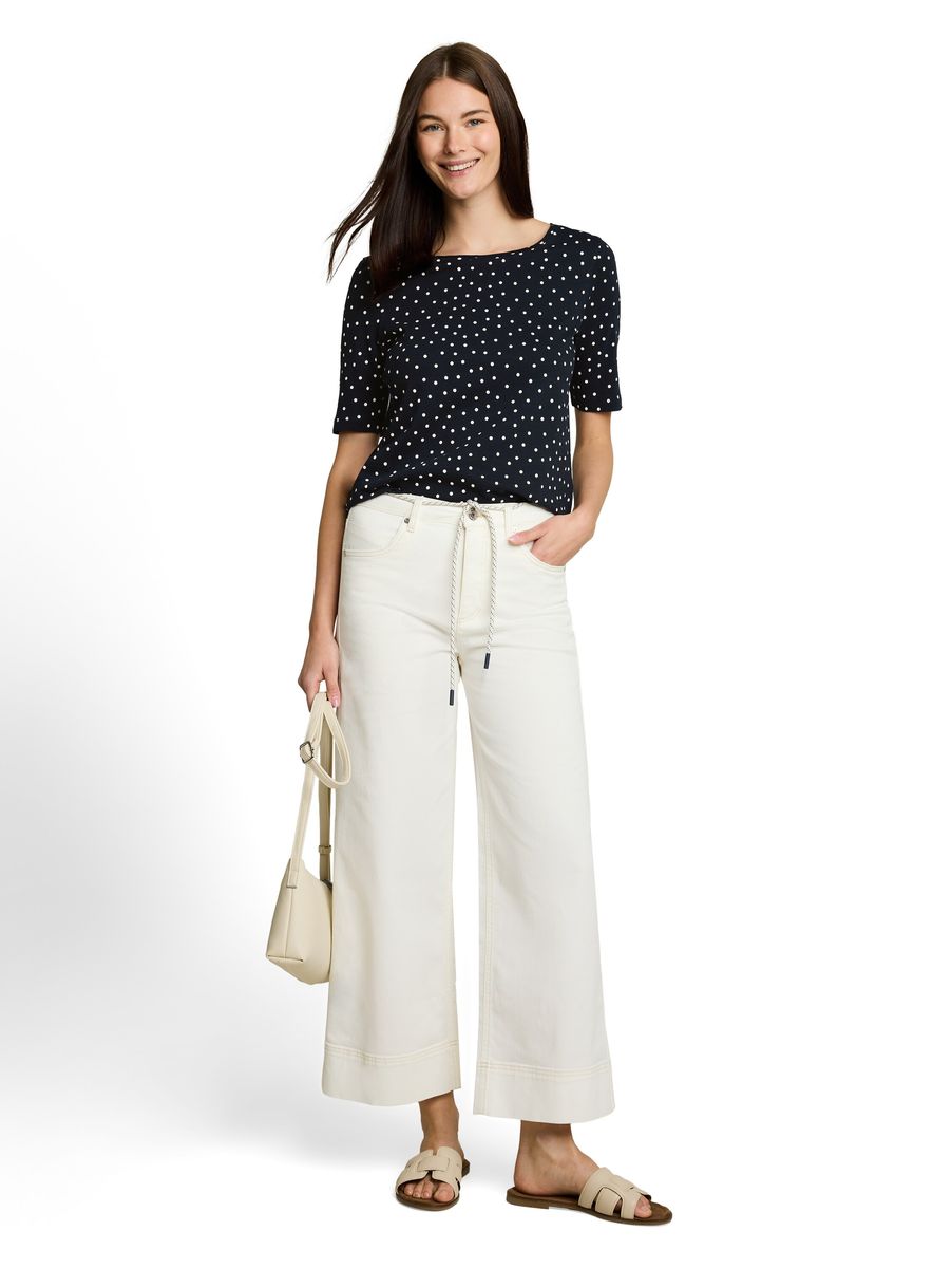 Baumwollshirt mit Polka Dots und Halbarm