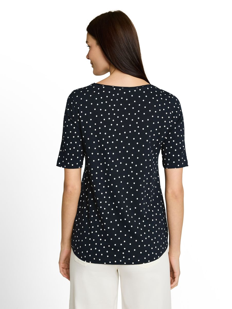 Baumwollshirt mit Polka Dots und Halbarm