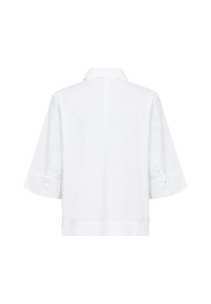 Boxy Crop Baumwollhemd in Weiß