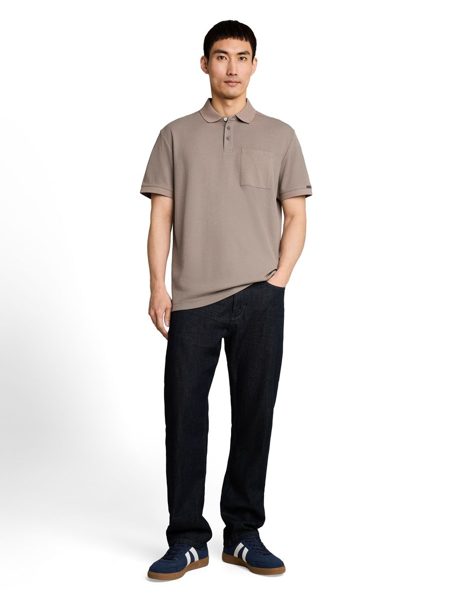 Strukturiertes Poloshirt mit Tasche