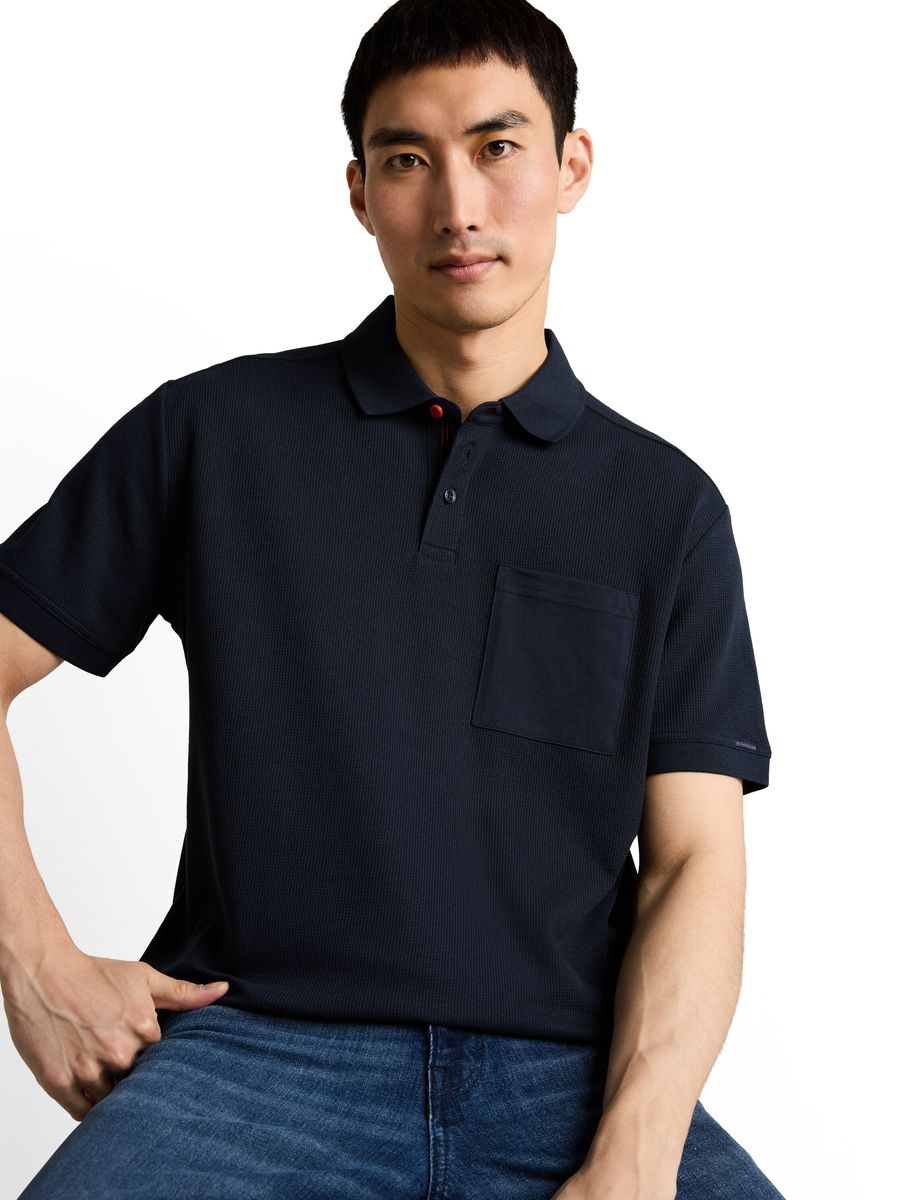 Strukturiertes Polo-Shirt mit Brusttasche