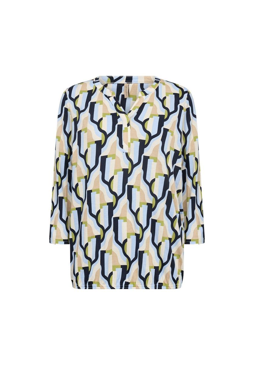 Bluse mit geometrischem Druck und Schlitzkragen