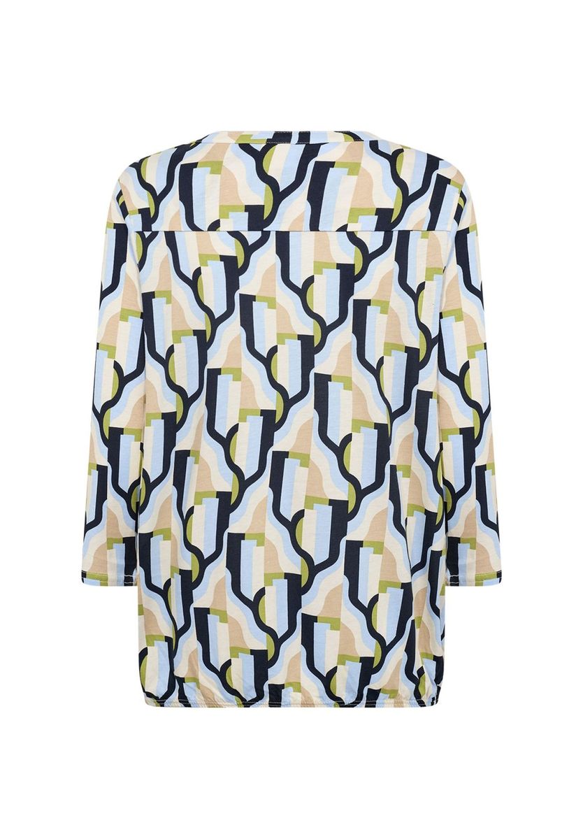 Bluse mit geometrischem Druck und Schlitzkragen