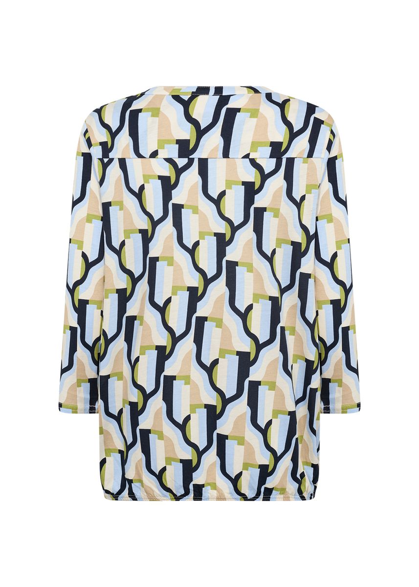 Bluse mit geometrischem Druck und Schlitzkragen