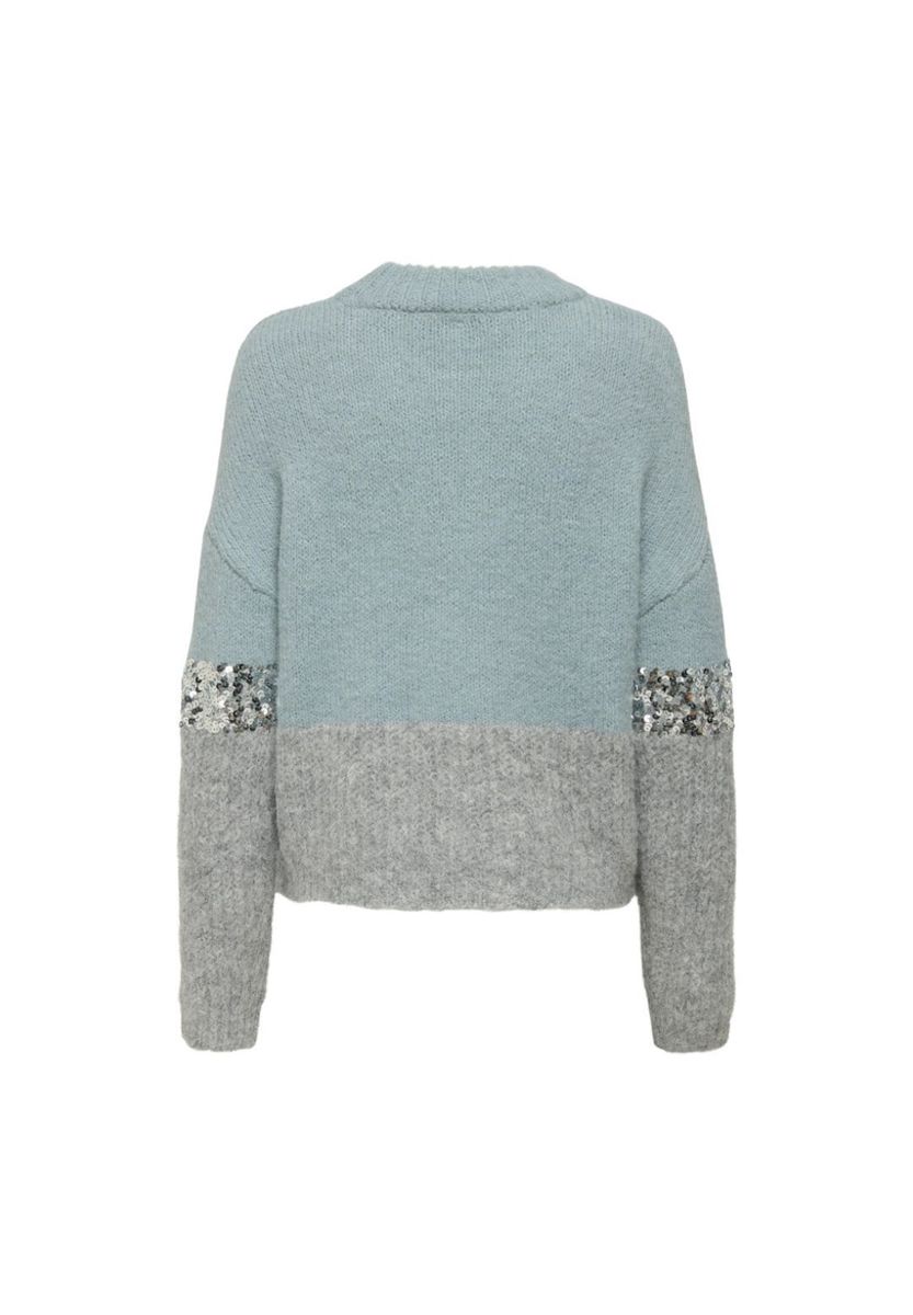 Zweifarbiger Strickpullover mit Paillettendetails