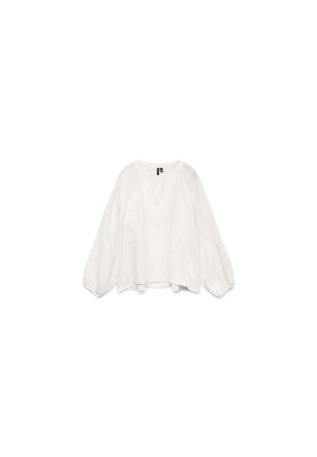 Romantische Bestickte Bluse mit Schlitz-Ausschnitt