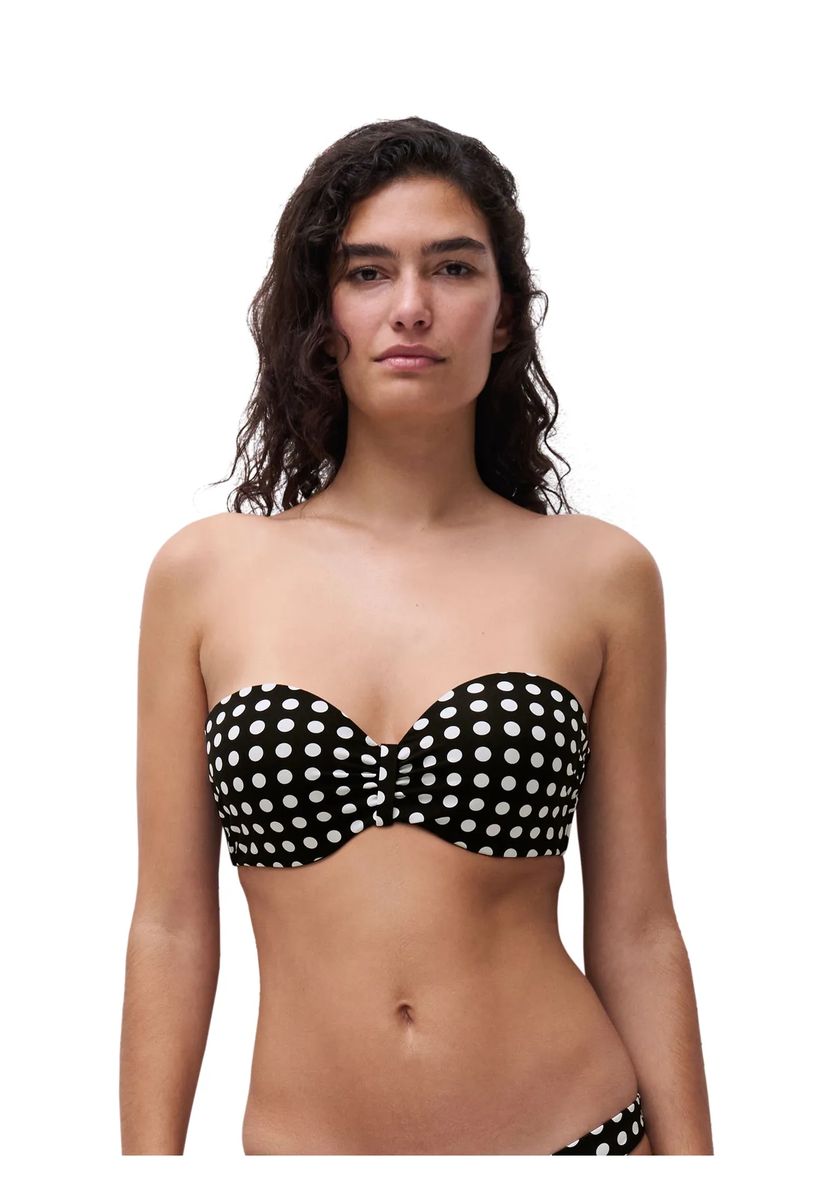 Bandeau-Bikini-Oberteil mit Polka Dots