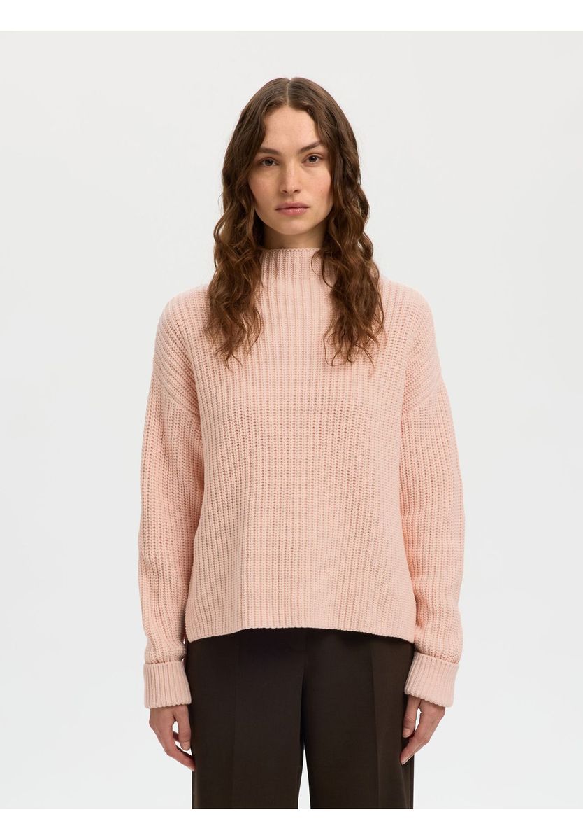 SELECTED FEMME Strickpullover Selma, Stehkragen, für Damen, orange, M