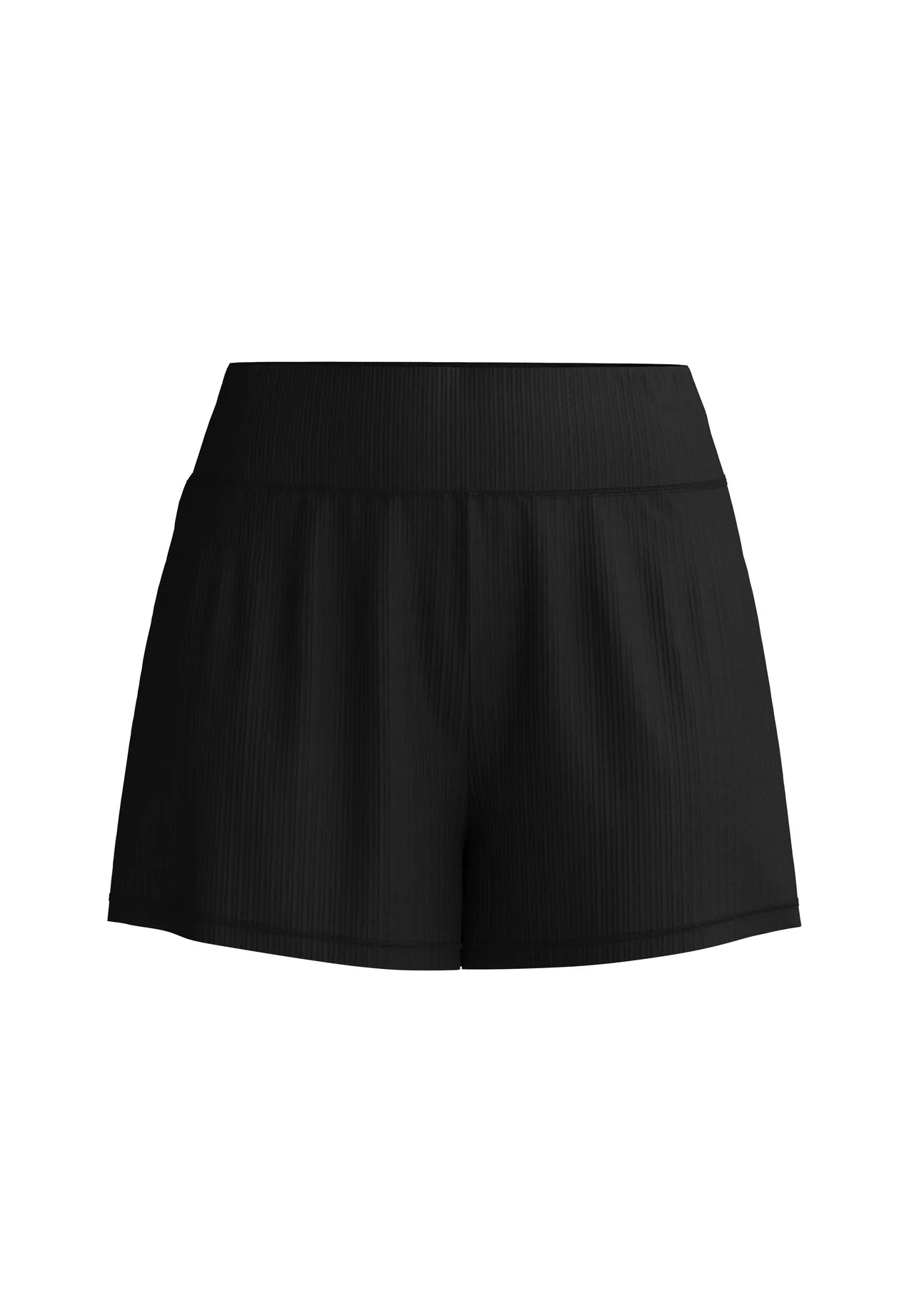 Fein gerippte High-Waist Relaxed-Shorts