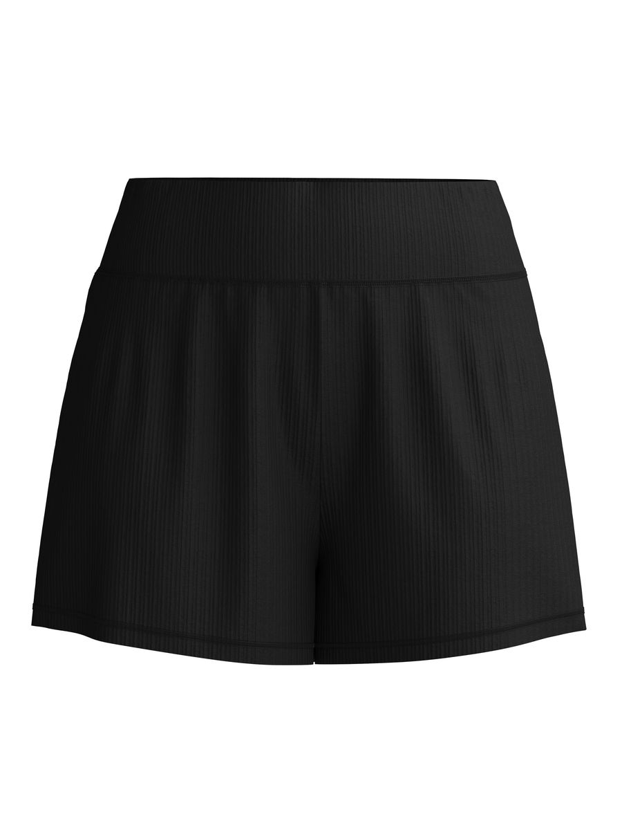 Fein gerippte High-Waist Relaxed-Shorts