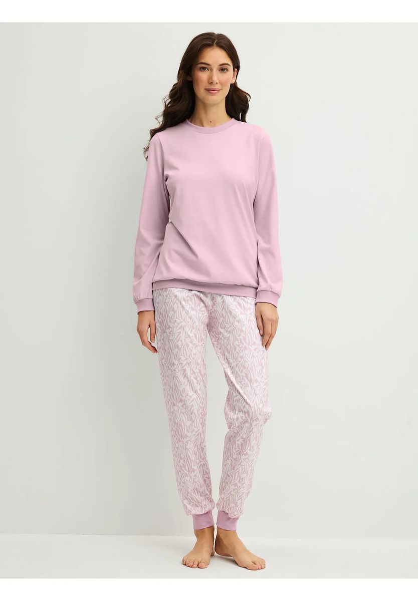 Langarm-Bündchen-Pyjama aus Baumwolle