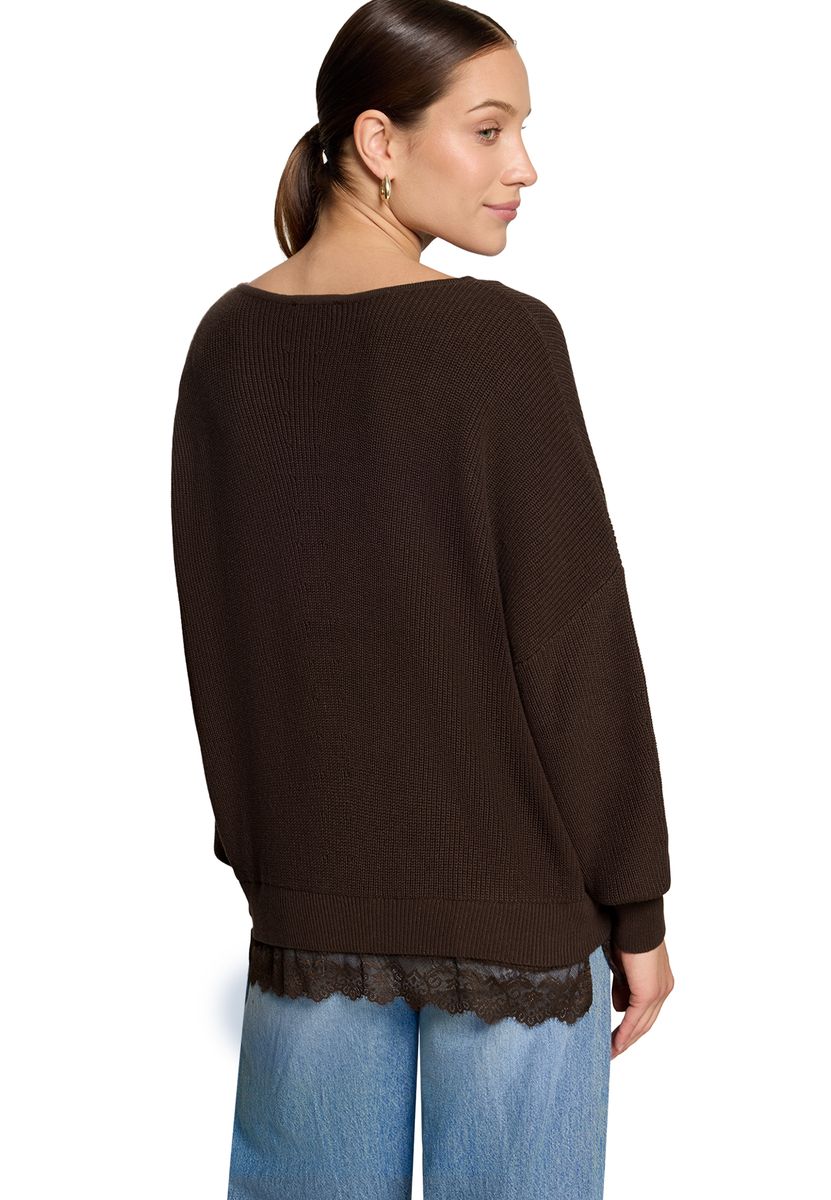 Strickpullover mit Spitzendetail
