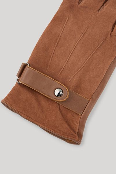 Handschuhe in Braunem Lammnappa-Ziegenveloursleder mit verstellbarem Riemen