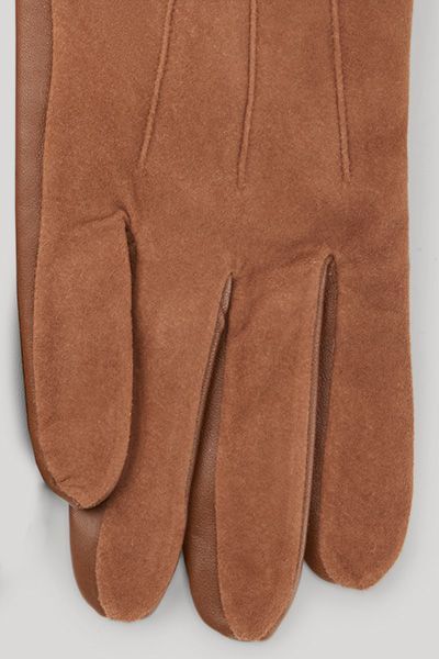 Handschuhe in Braunem Lammnappa-Ziegenveloursleder mit verstellbarem Riemen