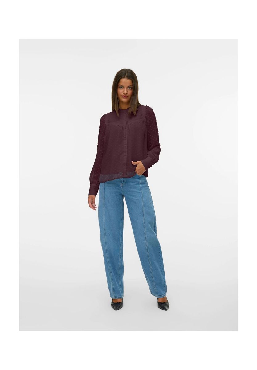 Elegante Gepunktete Durchscheinende Bluse