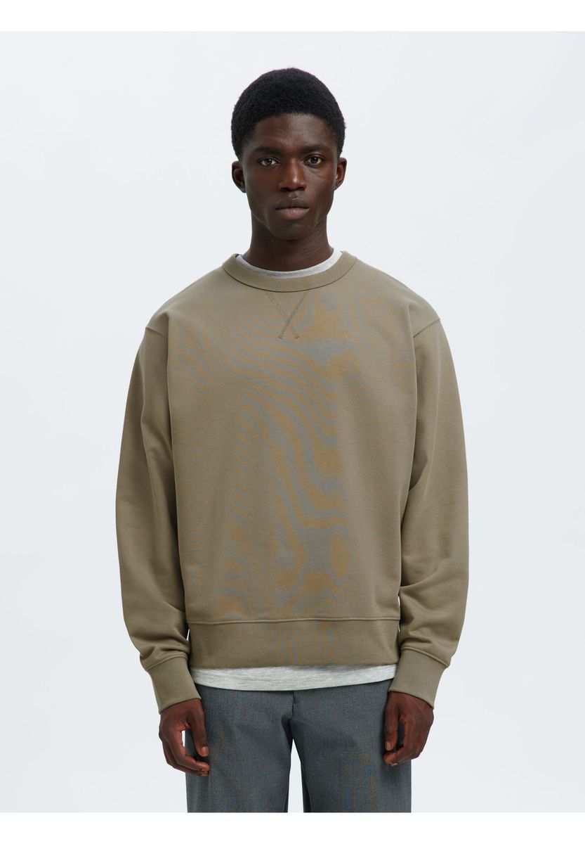 Baumwoll-Sweatshirt mit Rundhalsausschnitt und Relaxed Fit