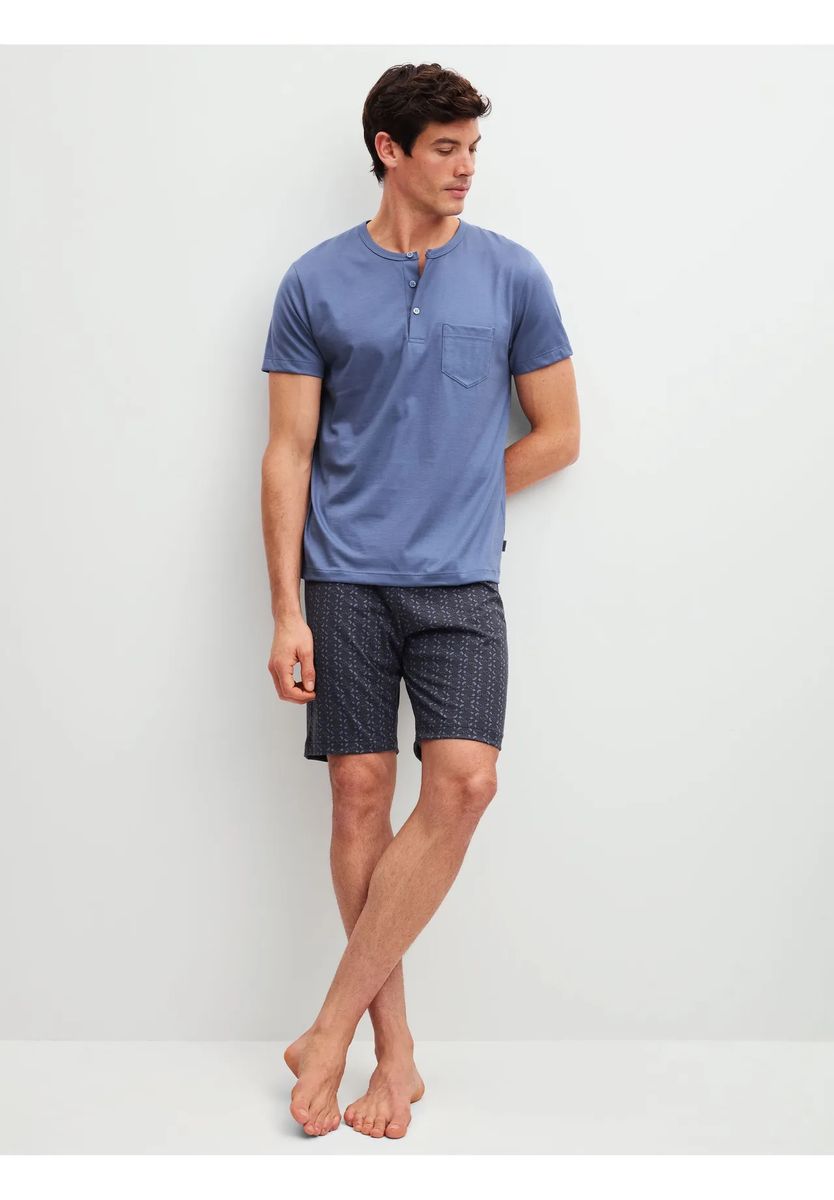 Entspannter Henley-Pyjama aus Baumwolle